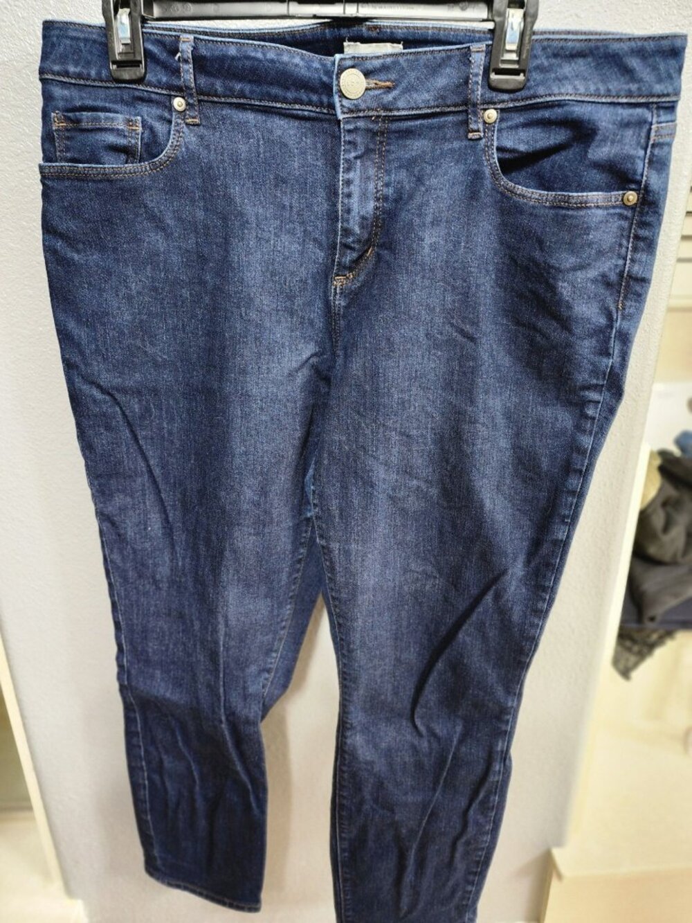 LOFT Women's Dark Wash Stretch Skinny Jeans High-Rise Ankle Denim Pants
